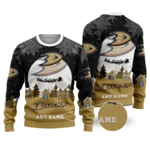 NHL Anaheim Ducks Personalized Name Christmas Ugly Sweater Design ST2306