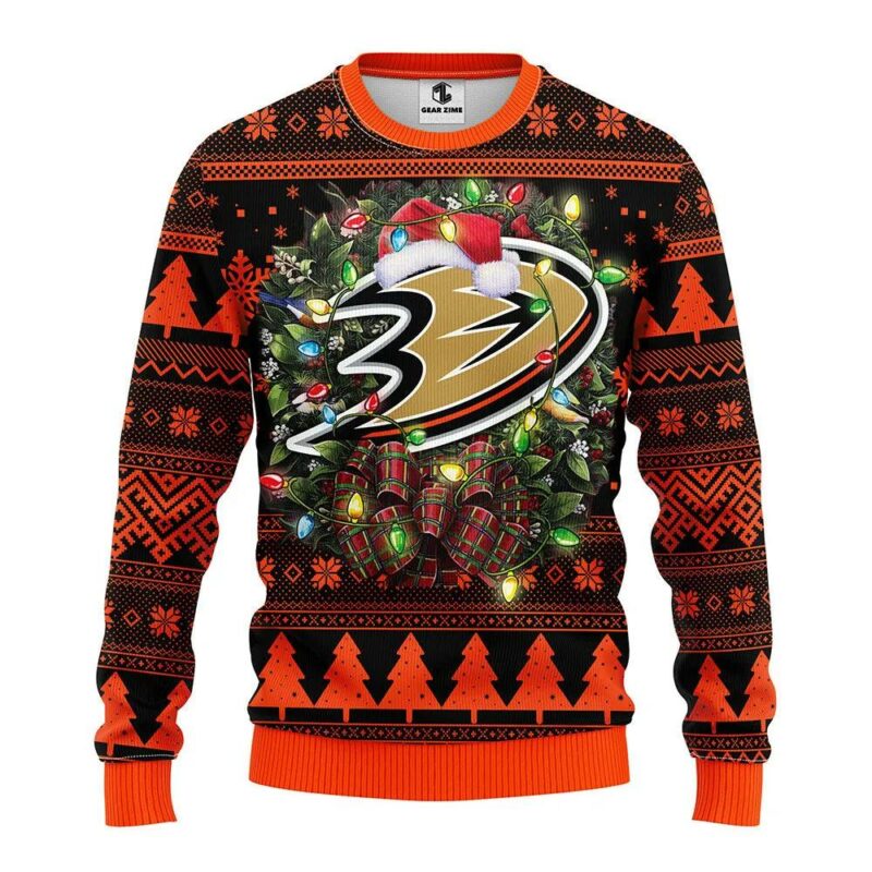 Anaheim Ducks Santa Hat Ugly Christmas Sweater, NHL Christmas Sweater