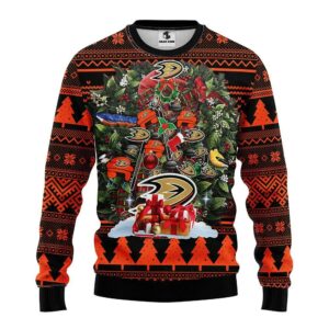 Anaheim Ducks Tree Ugly Christmas Sweater, NHL Christmas Sweater