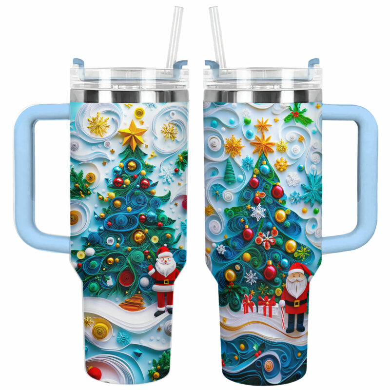Jolly Tree Cheer Christmas Custom Stanley Quencher 40oz Stainless Steel Tumbler With Handle - Threewoofs