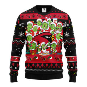 Arizona Cardinals 12 Grinch Xmas Day Ugly Christmas Sweater, Grinch Xmas Sweater, NFL Ugly Sweater