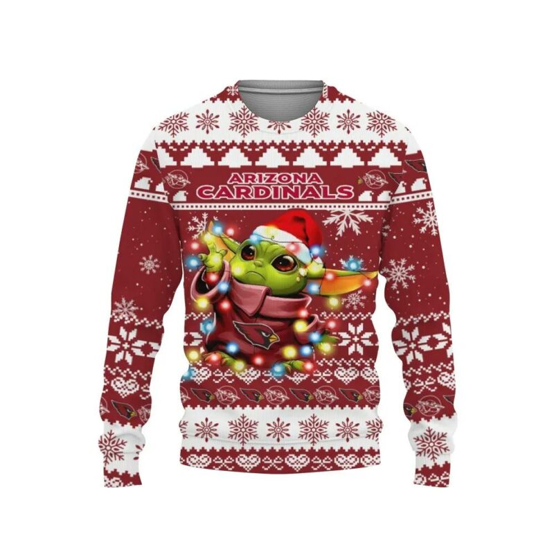 Arizona Cardinals Baby Yoda Star Wars Ugly Christmas Sweater, NFL Christmas Sweater