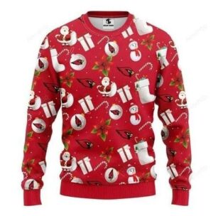 Arizona Cardinals Santa Snowman Christmas Ugly Sweater, NFL Christmas Sweater