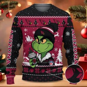 Arizona Cardinals The Grinch Drink Coffee NFL Fans Ugly Sweater, NFL Christmas Sweater