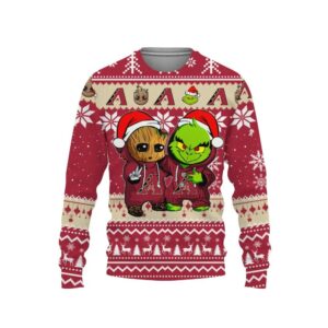 Arizona Diamondbacks Baby Groot And Grinch Best Friends Ugly Christmas Sweater, MLB Christmas Sweater