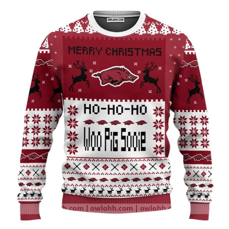 Arkansas Razorbacks Merry Ugly Christmas Sweater, NCAA Christmas Sweater