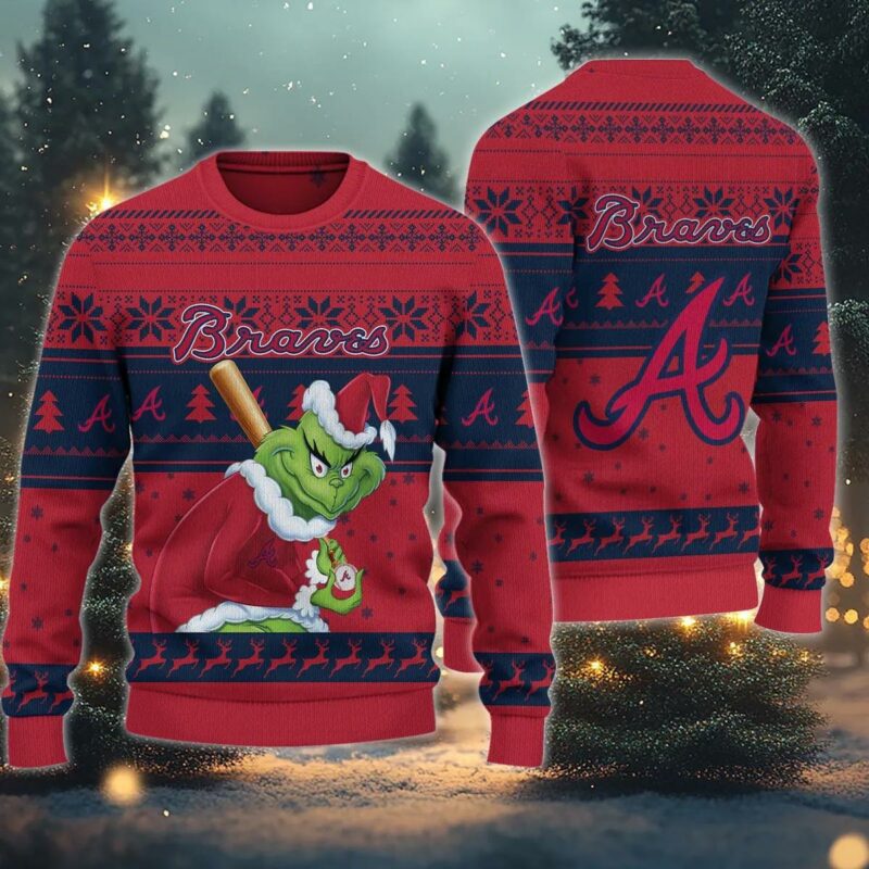 Atlanta Braves Grinch Stolen Ugly Christmas Sweater, MLB Christmas Sweater