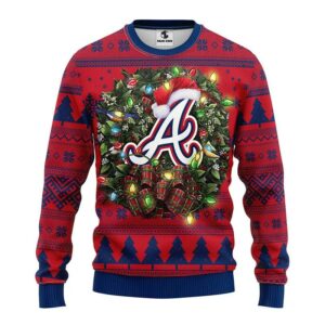Atlanta Braves Santa Hat Ugly Christmas Sweater, MLB Christmas Sweater