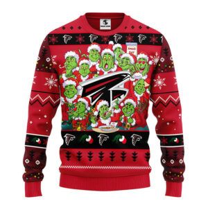 Atlanta Falcons 12 Grinch Xmas Day Ugly Christmas Sweater, Grinch Xmas Sweater
