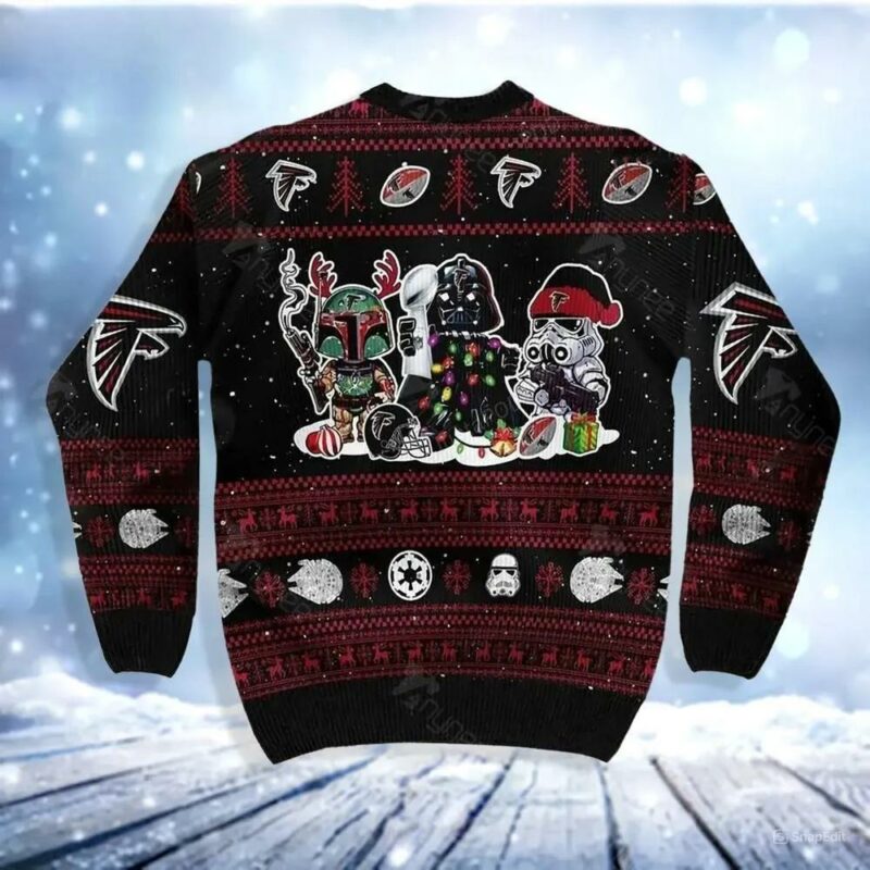 Atlanta Falcons Christmas Darth Vader Boba Fett Stormtrooper Ugly Christmas Sweater, NFL Christmas Sweater