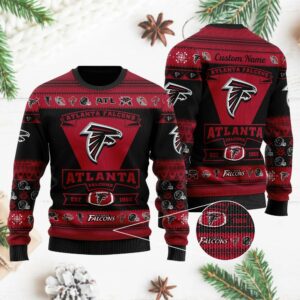 Atlanta Falcons EST 1965 Custom Name Ugly Christmas Sweater, NFL Christmas Sweater