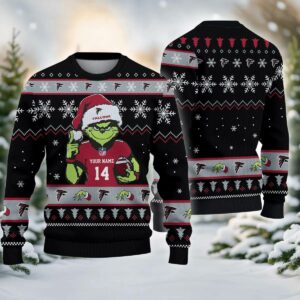 Atlanta Falcons Grinch Custom Ugly Chrismas Sweater, NFL Christmas Sweater
