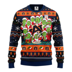 Auburn Tigers 12 Grinch Xmas Day Ugly Christmas Sweater, Grinch Xmas Sweater