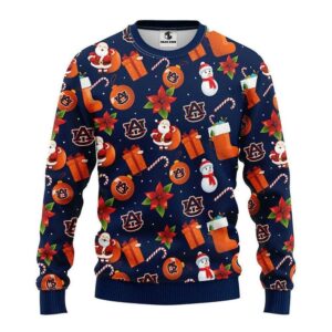 Auburn Tigers Santa Claus Snowman Ugly Christmas Sweater, NCAA Christmas Sweater