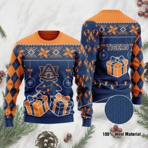 Auburn Tigers Tree Box Ugly Christmas Sweater, NCAA Christmas Sweater