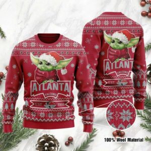 Baby Yoda Atlanta Falcons EST 1966 NFL Ugly Christmas Sweater, NFL Christmas Sweater