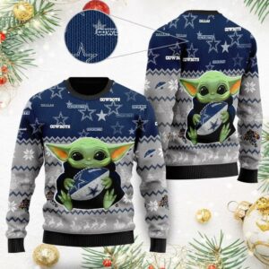 Baby Yoda Dallas Cowboys Ugly Christmas Sweater, NFL Christmas Sweater