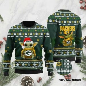 Baby Yoda Green Bay Packers Christmas Ugly Sweater, NFL Christmas Sweater