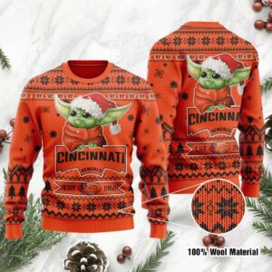 Baby Yoda Grogu Cincinnati Bengals Ugly Christmas Sweater, NFL Christmas Sweater