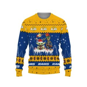 Baby Yoda Groot Cute Los Angeles Chargers Ugly Christmas Sweater, NFL Christmas Sweater
