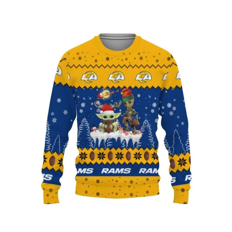 Baby Yoda Groot Cute Los Angeles Chargers Ugly Christmas Sweater, NFL Christmas Sweater