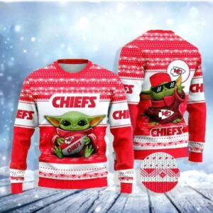 Baby Yoda Kansas City Chiefs Ugly Christmas Sweater, NFL Christmas Sweater