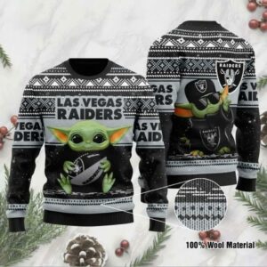 Baby Yoda Las Vegas Raiders Ugly Christmas Sweater, NFL Christmas Sweater