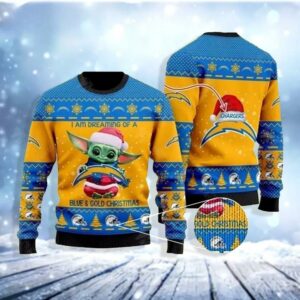 Baby Yoda Los Angeles Chargers Ugly Christmas Sweater, NFL Christmas Sweater