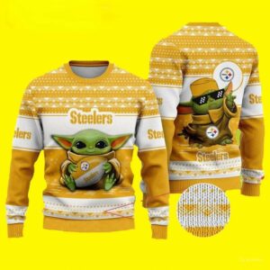 Baby Yoda Pittsburgh Steelers Ugly Christmas Sweater, NFL Christmas Sweater