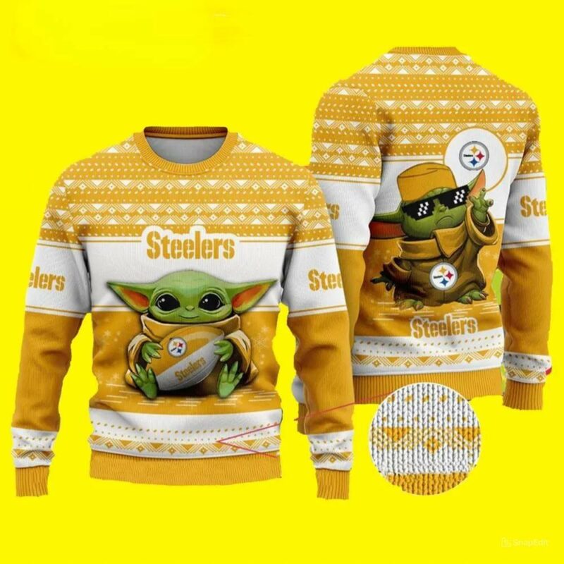 Baby Yoda Pittsburgh Steelers Ugly Christmas Sweater, NFL Christmas Sweater