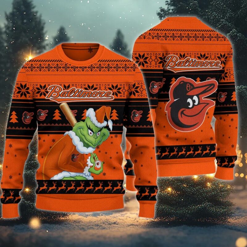 Baltimore Orioles Grinch Stolen Ugly Christmas Sweater, MLB Christmas Sweater
