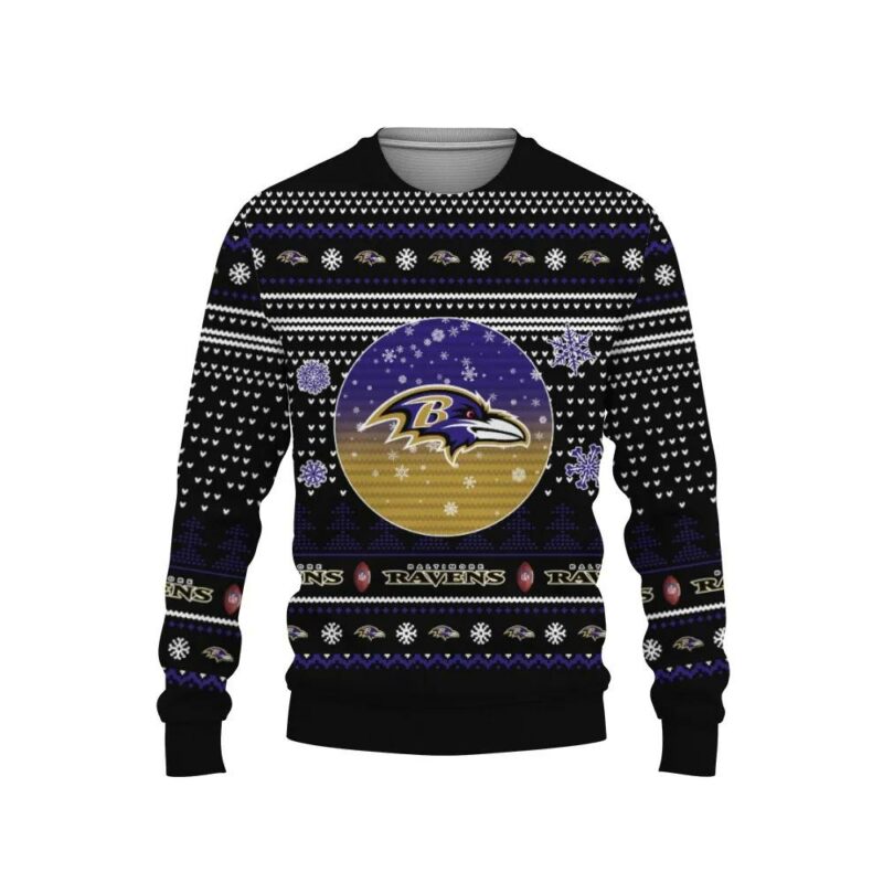 Baltimore Ravens Big Logo Ugly Christmas Sweater, NFL Christmas Sweater