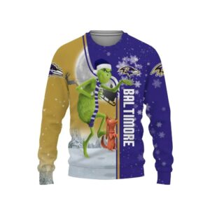 Baltimore Ravens Grinch &amp; Scooby?Doo Ugly Christmas Sweater, NFL Christmas Sweater