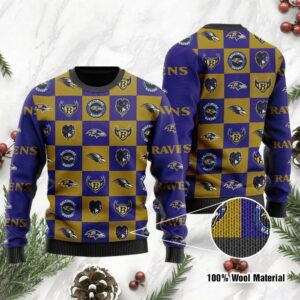 Baltimore Ravens Logo Ugly Christmas Sweater, NFL Christmas Sweater