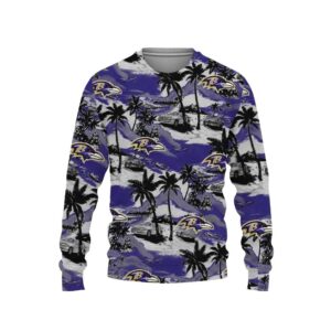 Baltimore Ravens Tropical Patterns Ugly Christmas Sweater, NFL Christmas Sweater
