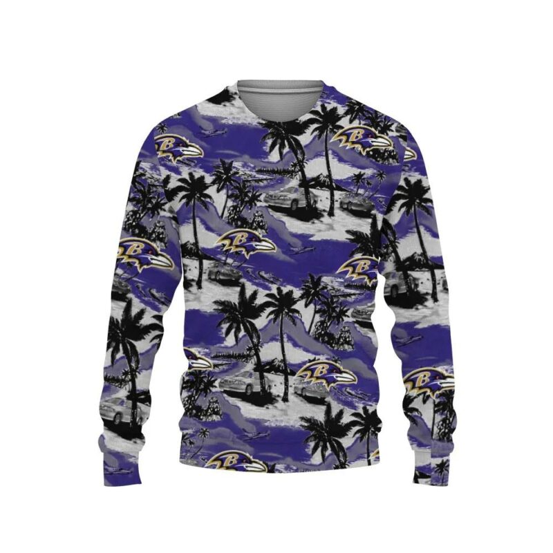 Baltimore Ravens Tropical Patterns Ugly Christmas Sweater, NFL Christmas Sweater