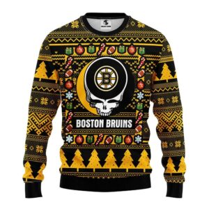 Boston Bruins Grateful Dead Ugly Christmas Sweater, NHL Christmas Sweater
