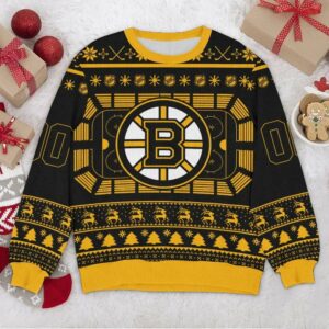 Boston Bruins NHL Big Logo Ugly Christmas Sweater, NHL Christmas Sweater
