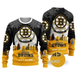 NHL Boston Bruins Personalized Name Christmas Ugly Sweater Design ST2306