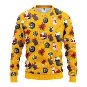 Boston Bruins Santa Claus Snowman Ugly Christmas Sweater, NHL Christmas Sweater