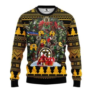 Boston Bruins Tree Ugly Christmas Sweater, NHL Christmas Sweater