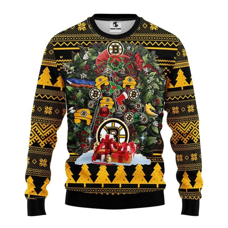 Boston Bruins Tree Ugly Christmas Sweater, NHL Christmas Sweater