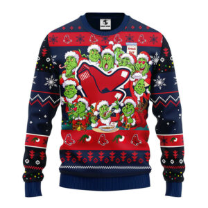 Boston Red Sox 12 Grinch Xmas Day Ugly Christmas Sweater, Grinch Xmas Sweater