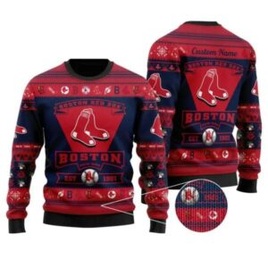 Boston Red Sox Custom MLB Christmas Ugly Sweater, MLB Christmas Sweater