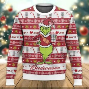 Budweiser Grinch Ugly Sweater, Grinch Holiday Sweater