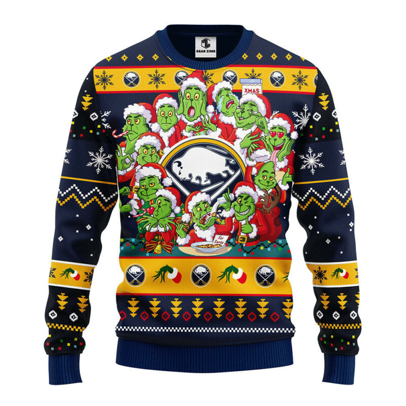 Buffalo Sabres 12 Grinch Xmas Day Ugly Christmas Sweater, Grinch Xmas Sweater