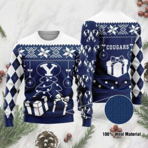 Byu Cougars Box Gift Funny Ugly Christmas Sweater, NCAA Christmas Sweater