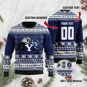 Byu Cougars Custom Name Number Ugly Christmas Sweater, NCAA Christmas Sweater