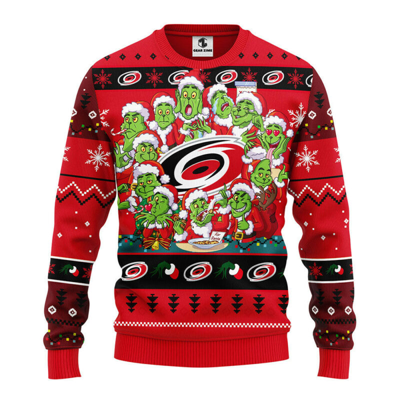 Carolina Hurricanes 12 Grinch Xmas Day Ugly Christmas Sweater, Grinch Xmas Sweater