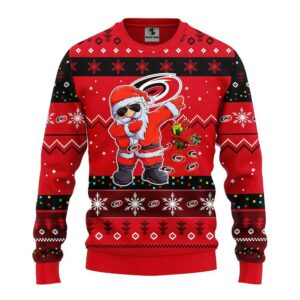 Carolina Hurricanes Dabbing Santa Claus Ugly Christmas Sweater, NHL Christmas Sweater